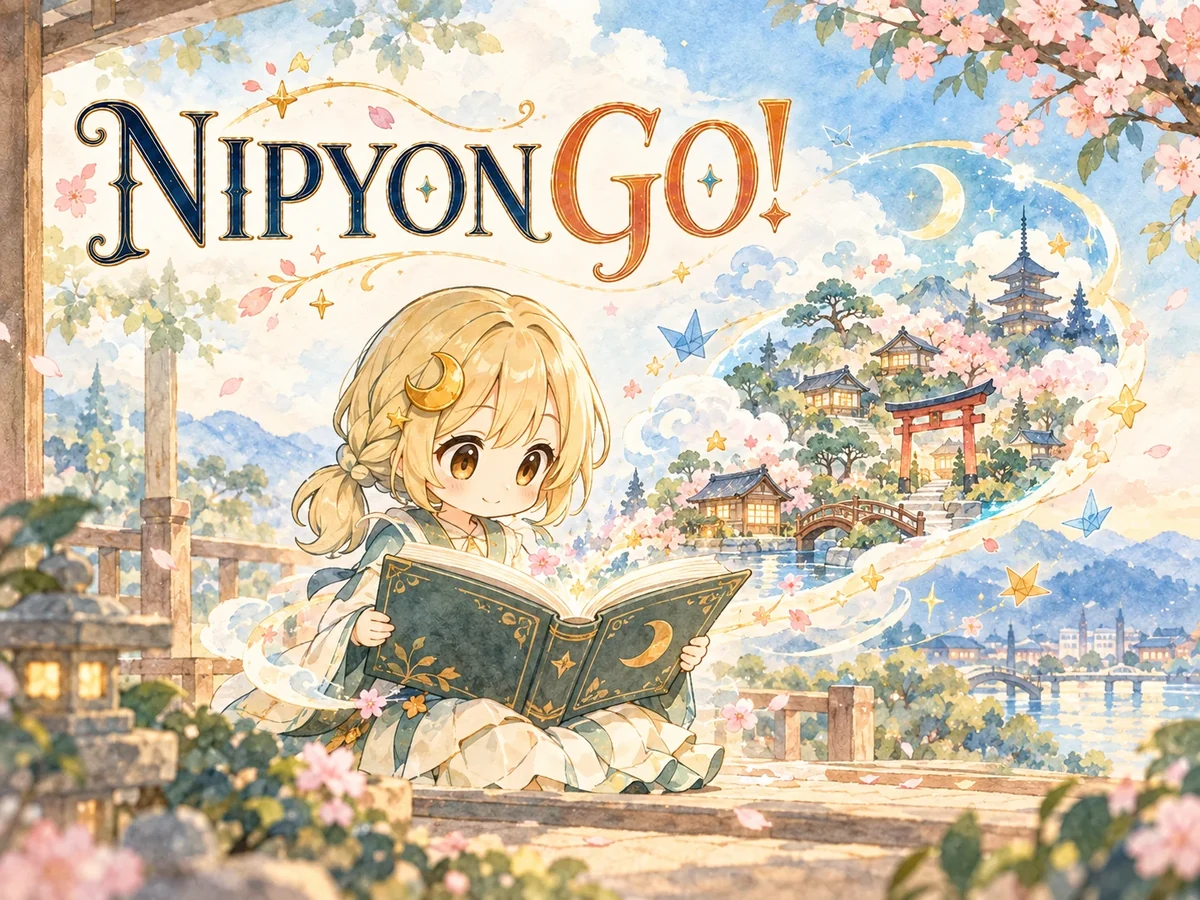 Tsuki opens Nipyon Go! and a little Japanese story world unfolds from its pages