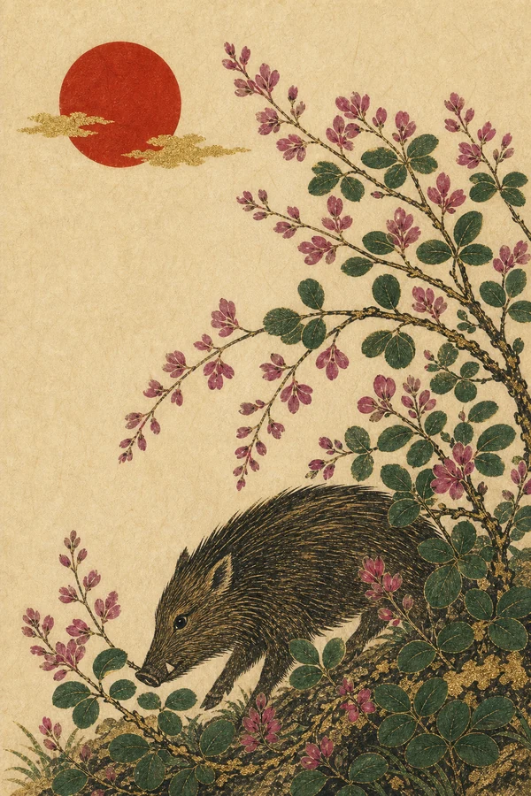 Bush clover and wild boar